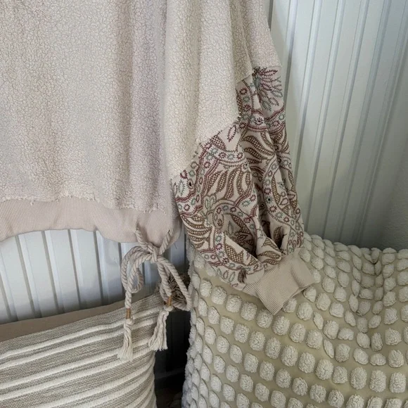 Cream Embroidered Boho Sweatshirt - Picture 2 of 6